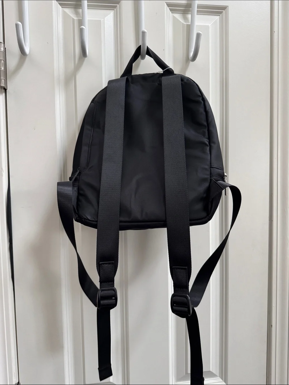 lululemon athletica Black Nylon Zip-Front Backpack with Silver Hardware